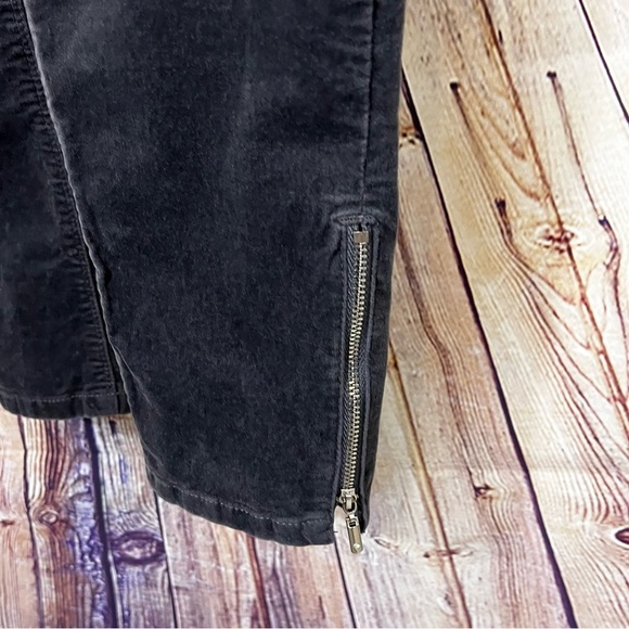 White House Black Market Gray Velvet Skinny Zipper Hem Pants - Picture 4 of 9